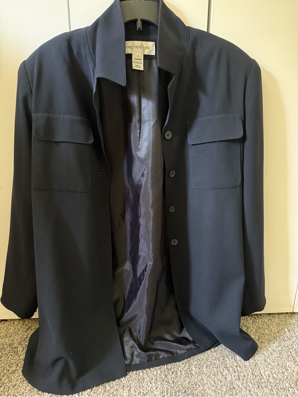 Jones New York Navy Lightweight Button-Front Shirt Jacket